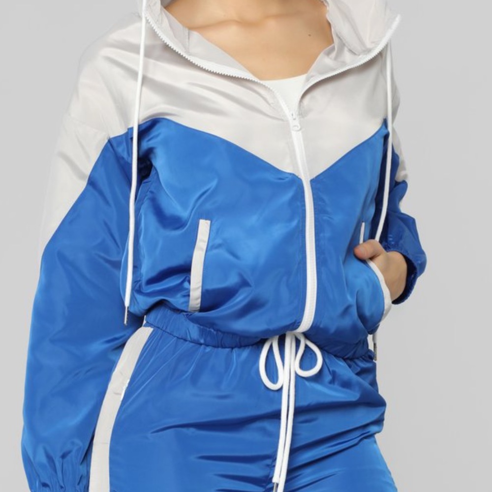 Fashion Nova Mia Windbreaker Jacket - Royal/Silver